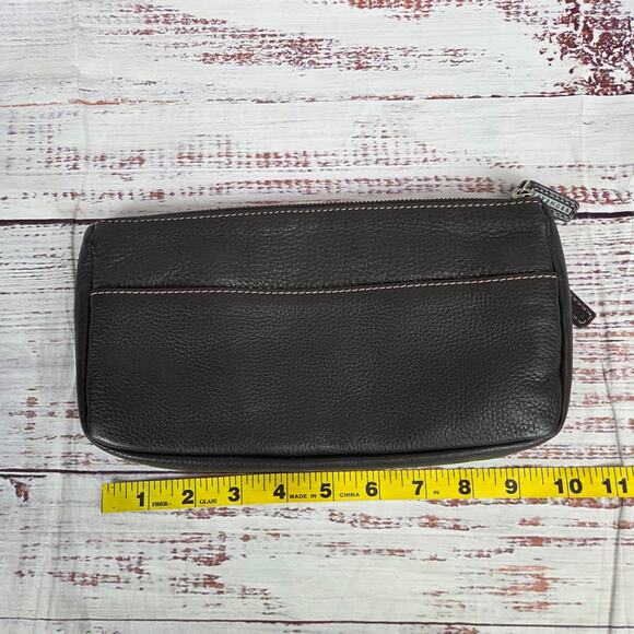 Levenger Men Brown Leather Toiletry Accessory Pouch Classic Casual Business Trip - Picture 7 of 9